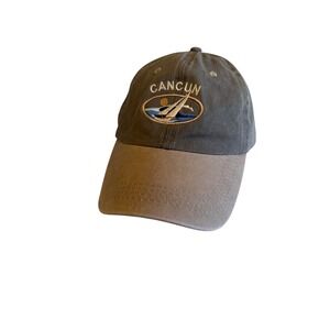 Yacht Club Baseball Cap Grey Cancun Sailboat Souvenir Two-Tone Cotton Dad Hat